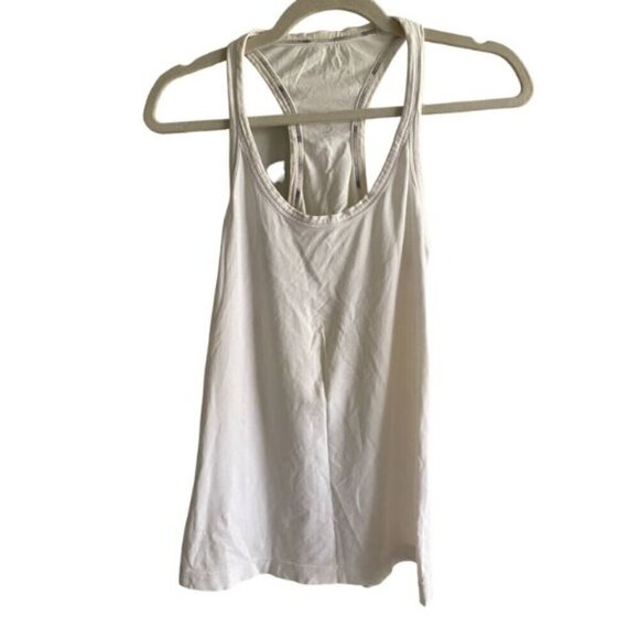 lululemon athletica Tops - LULULEMON White Racerback High Back Scoop Neck Tank Top Size 4